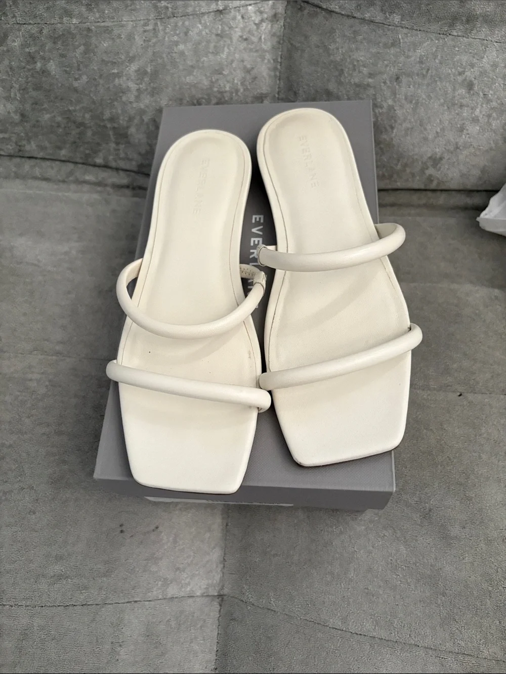 Everlane Cream Double-Strap Square-Toe Slide - Picture 1 of 3